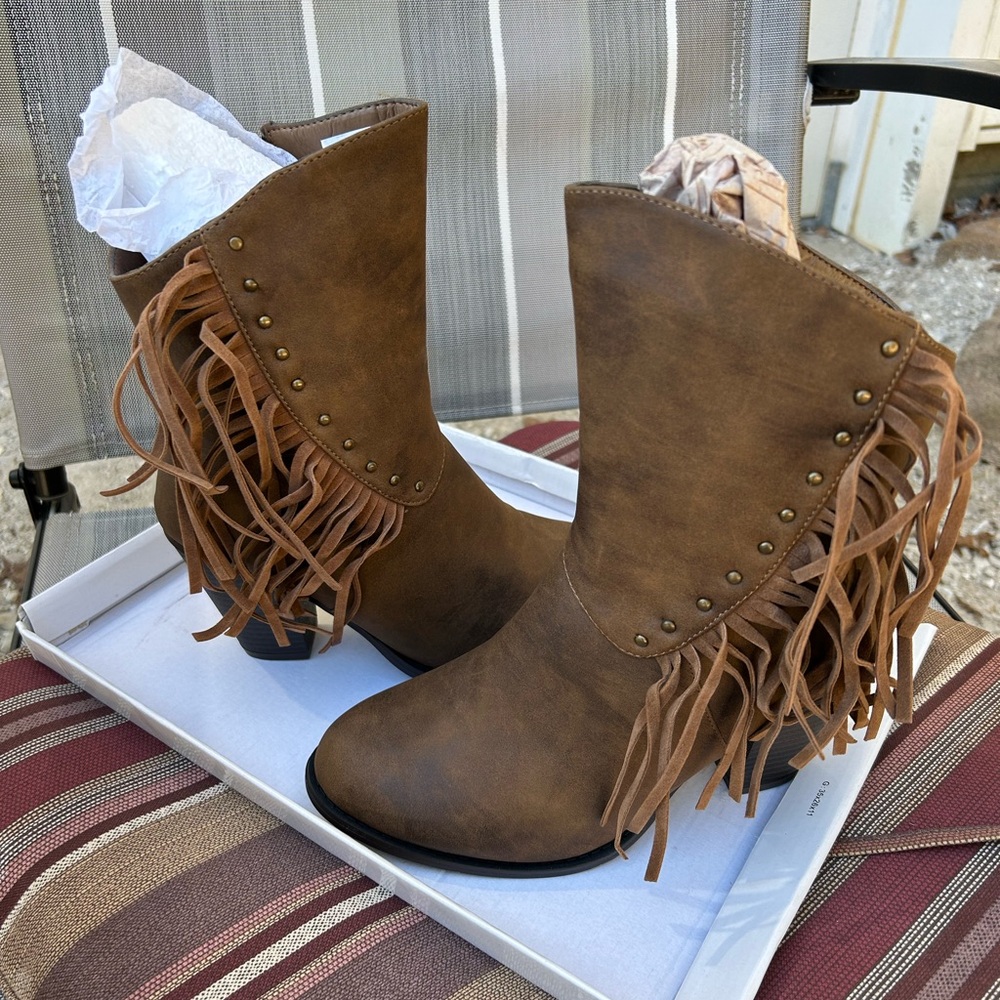 New Brown Fringe Boots